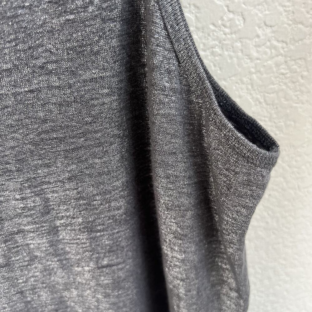 Eileen Fisher Organic Linen Sz L Shimmer Tank Top Tunic Metallic Silver Gray - Picture 4 of 5